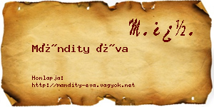 Mándity Éva névjegykártya